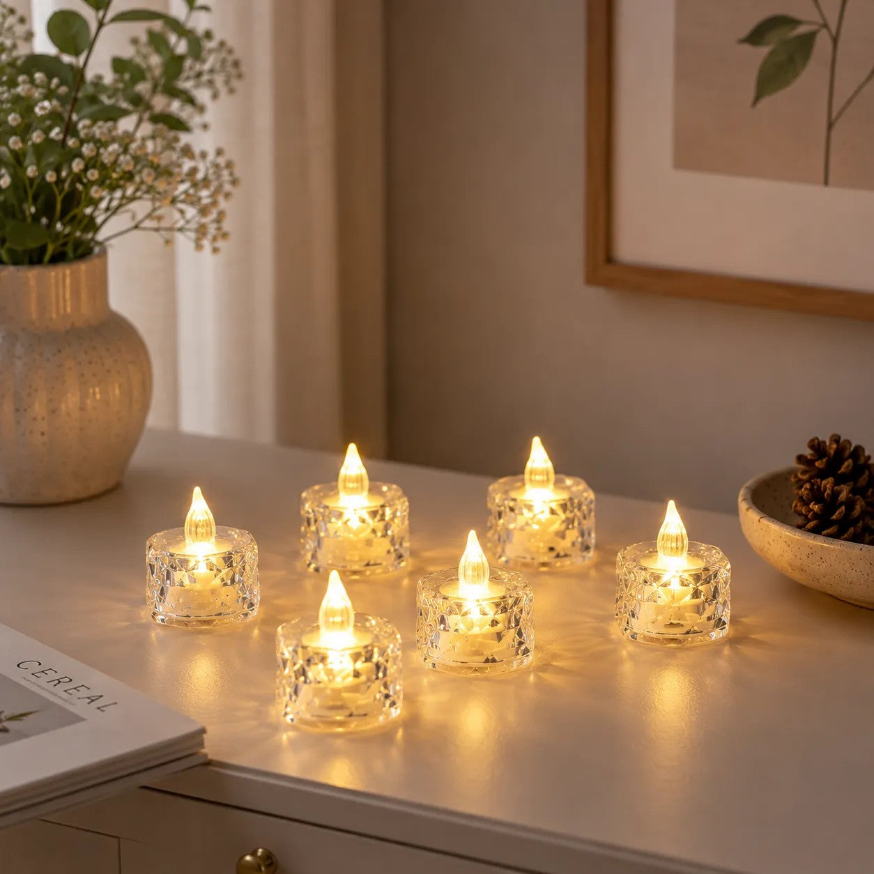 Flameless Acrylic LED Tealight Candles - Pack of 3